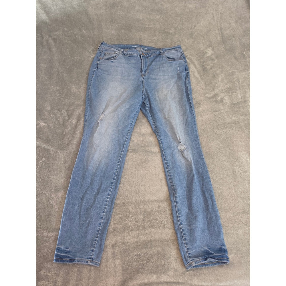 Old Navy Rockstar High Rise Skinny Jeans Light Wash Distressed Size 18 Regular